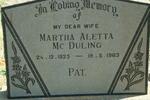 McDULING Martha Aletta 1925-1963