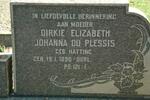 PLESSIS Dirkie Elizabeth Johanna, du nee HATTING 1890-