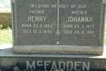 McFADDEN Henry 1866-1945 & Johanna 1877-1961