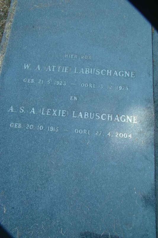 LABUSCHAGNE W.A. 1923-1975 & A.S.A. 1915-2004