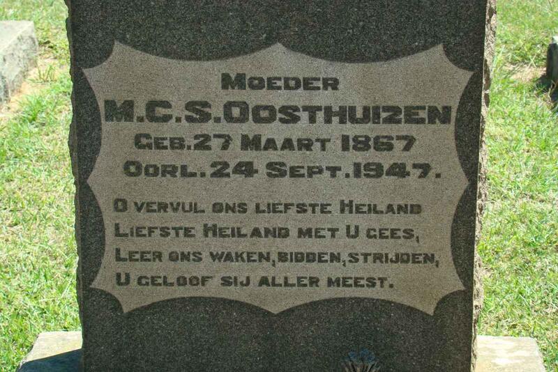 OOSTHUIZEN M.C.S. 1867-1947