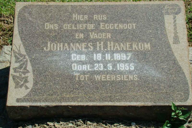 HANEKOM Johannes H. 1897-1955