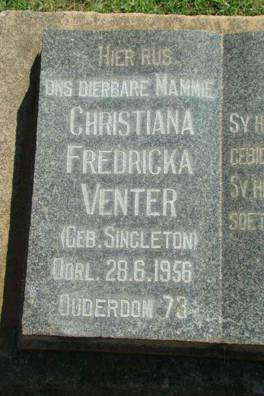 VENTER Christiana Fredricka nee SINGLETON -1956