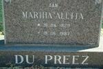PREEZ Martha Aletta, du 1929-1987