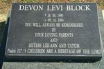 BLOCK Devon Levi 1990-1994