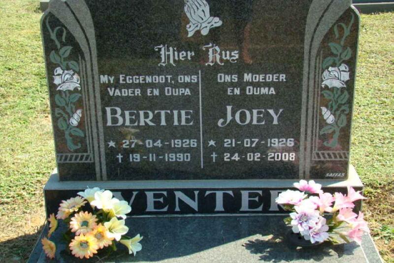 VENTER Bertie 1926-1990 & Joey 1926-2008