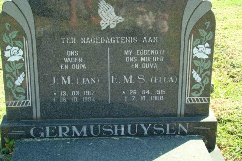 GERMUSHUYSEN J.M. 1917-1994 & E.M.S. 1919-1988