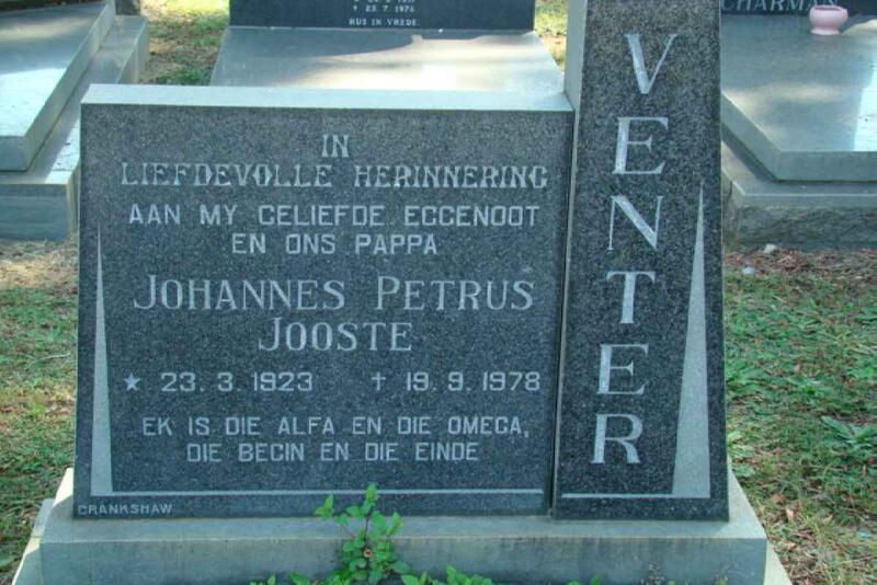VENTER Johannes Petrus Jooste 1923-1978