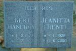 HANEKOM Gert 1928-1977 & Jeanitta 1928-2000