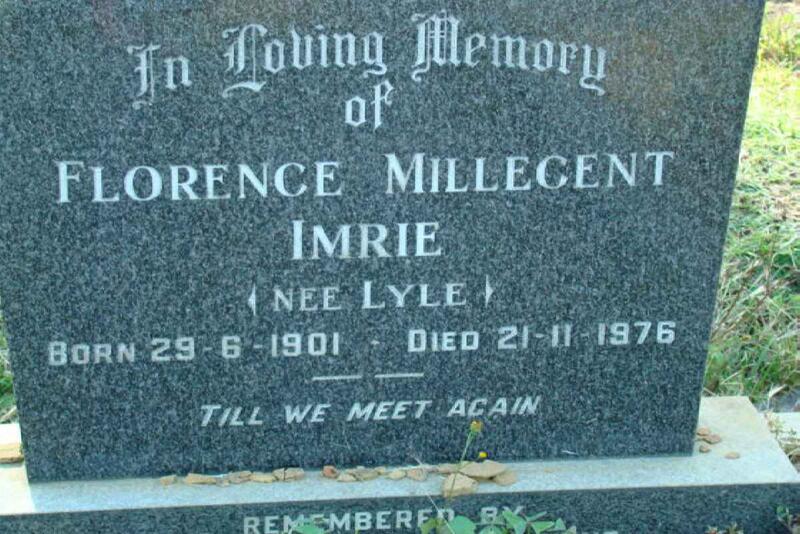IMRIE Florence Millecent nee LYLE 1901-1976