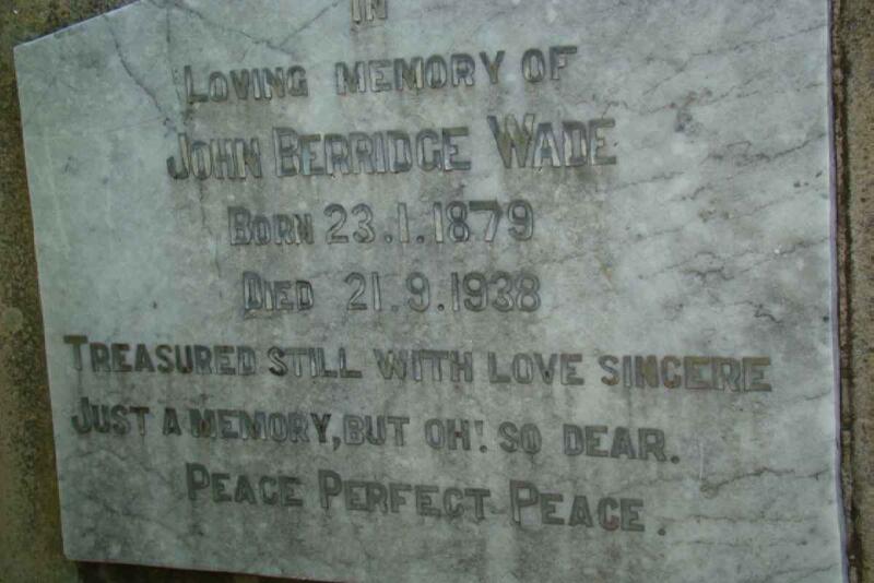 WADE John Berridge 1879-1938