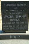 MENTZ Jacoba Johanna nee GOUWS 1897-1977