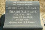 RIEKERT Catharina Carolina Elizabeth nee KLEYNHANS 1863-1949