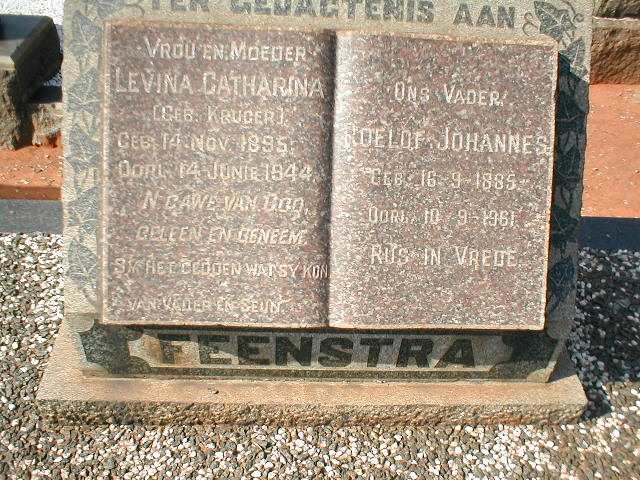 FEENSTRA Roelof Johannes 1885-1961 & Levina Catharina KRUGER 1895-1944