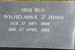 HORN Wilhelmina Z. 1888-1966