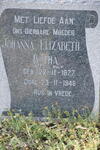 BOTHA Johanna Elizabeth nee V.D. WALT 1877-1948
