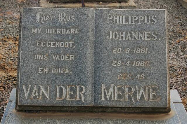 MERWE Philippus Johannes, van der 1881-1966