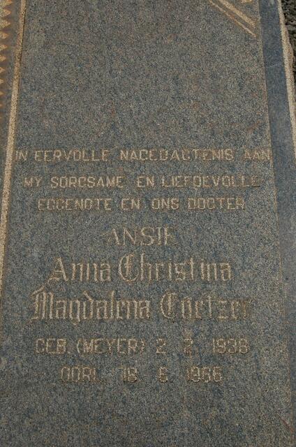 COETZER Ansie Anna Christina Magdalena nee MEYER 1938-1966