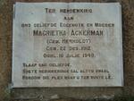 ACKERMAN Magrietha nee HERHOLDT 1912-1949