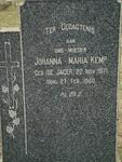 KEMP Johanna Maria nee DE JAGER 1871-1950