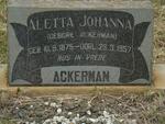 ACKERMAN Aletta Johanna nee ACKERMAN 1875-1957