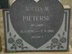 PIETERSE Aletta M. nee DE LANGE 1878-1965