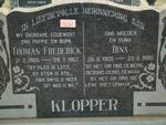 KLOPPER Thomas Frederick 1906-1967 & Dina 1909-1985