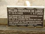 LANGE Willem Frederick, de 1925-2002