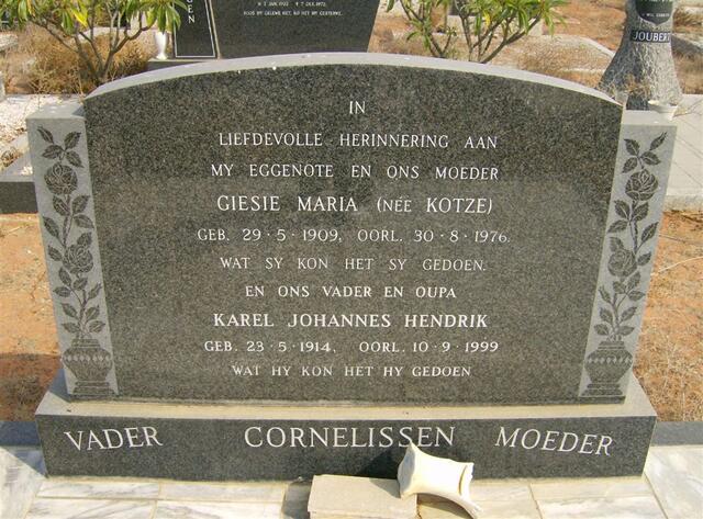 CORNELISSEN Karel Johannes Hendrik 1914-1999 & Giesie Maria KOTZE 1909-1976