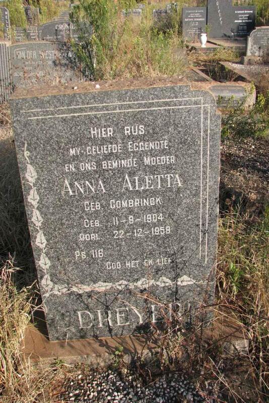 DREYER Anna Aletta nee COMBRINCK 1904-1958