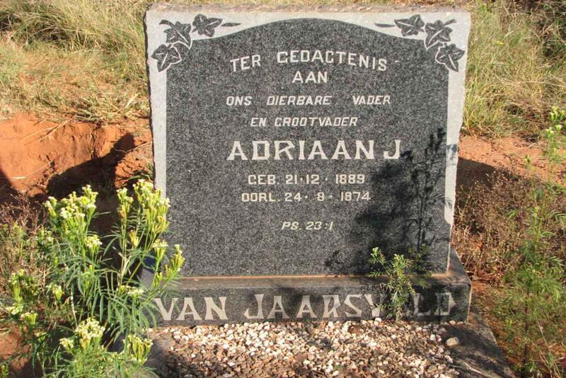 JAARSVELD Adriaan J., van 1889-1974
