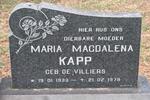 KAPP Maria Magdalena nee DE VILLIERS 1933-1979
