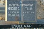EYGELAAR Hendrik G. 1931-2003 & Tillie 1936-