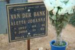 BANK Aletta Johanna, van der 1957-2008