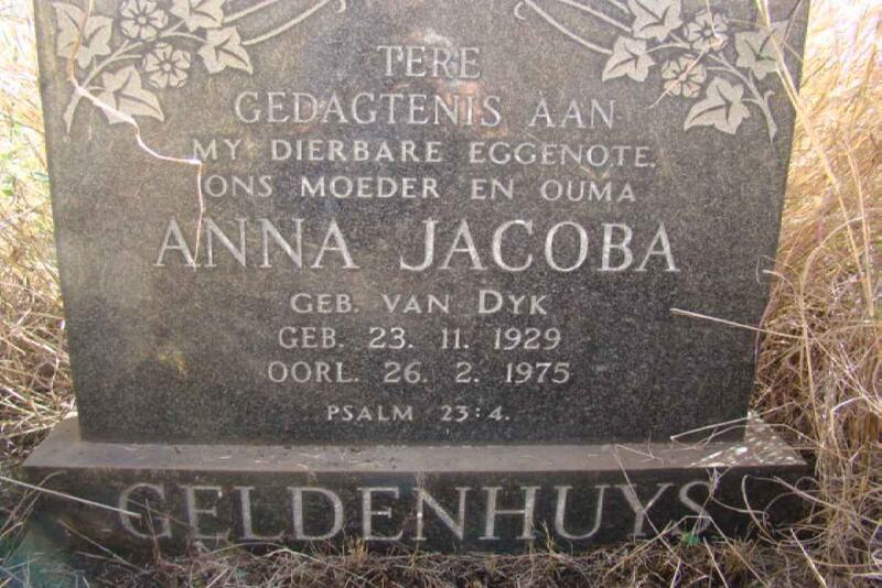 GELDENHUYS Anna Jacoba nee VAN DYK 1929-1975