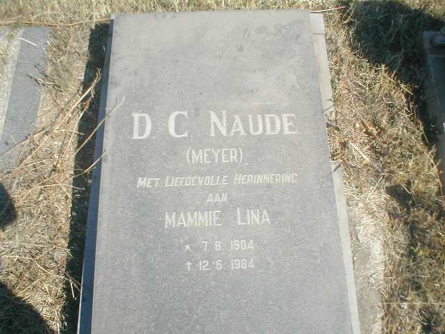 NAUDE D C nee MEYER 1904-1984