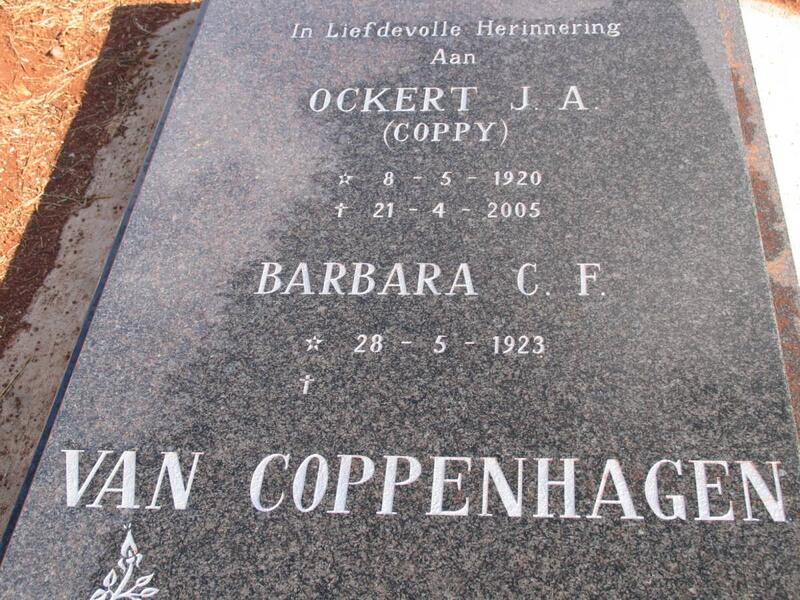 COPPENHAGEN Ockert J.A., van 1920-2005 & Barbara C.F. 1923-