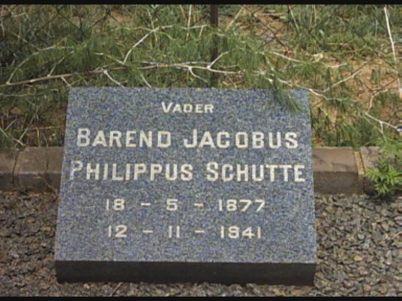 SCHUTTE Barend Jacobus Philippus 1877-1941