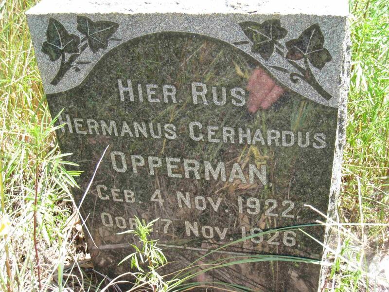 OPPERMAN Hermanus Gerhardus 1922-1926