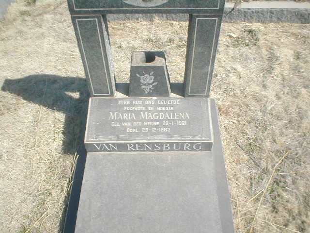 RENSBURG Maria Magdalena, van geb. VAN DER MERWE 1921-1963