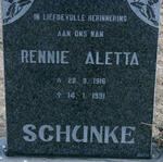SCHUNKE Rennie Aletta 1916-1991