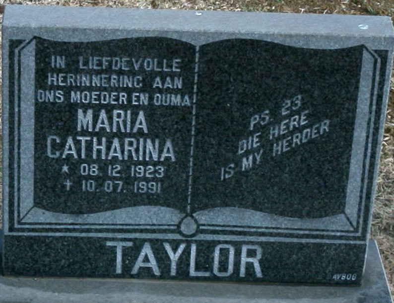 TAYLOR Maria Catharina 1923-1991