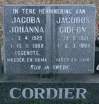 CORDIER Jacobus Gideon 1921-1994 & Jacoba Johanna 1929-1992