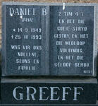 GREEFF Daniel B. 1949-1993