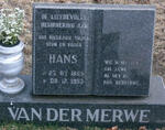 MERWE Hans, van der 1959-1993
