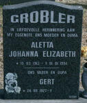 GROBLER Gert 1927- & Aletta Johanna Elizabeth 1913-1994