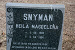 SNYMAN Heila Magdelena 1900-1996