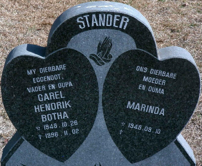 STANDER Carel Hendrik Botha 1948-1996 & Marinda 1948-