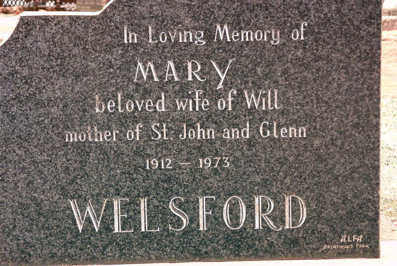 WELSFORD Mary 1912-1973