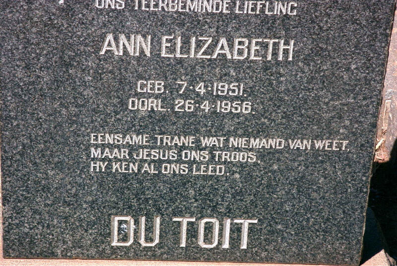 TOIT Ann Elizabeth, du 1951-1956